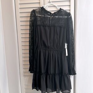 💗Aqua black lace mini dress